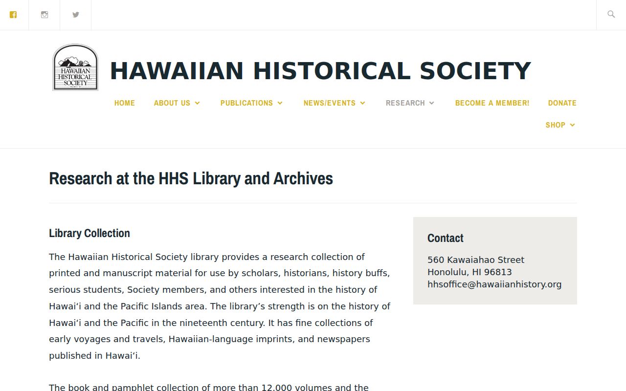Hawaiian Historical Society research collection page for Mililani Town directory follow-up