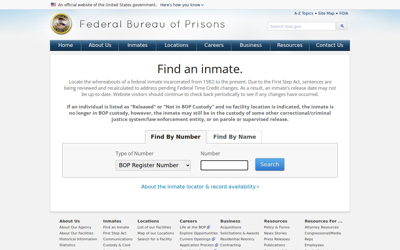 Federal inmate locator used in a Mililani Town resident lookup